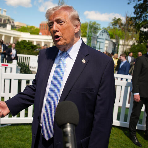 WASHINGTON, DC - APRIL 06: U.S. President Donald Trump speaks to the media as he attends the White House Easter Egg Roll on the South Lawn of the White House on April 06, 2026 in Washington, DC. The Easter Egg Roll is a White House tradition dating back to 1878. The Trumps also honored the 250th anniversary of the United States during the event. (Photo by Andrew Harnik/Getty Images)