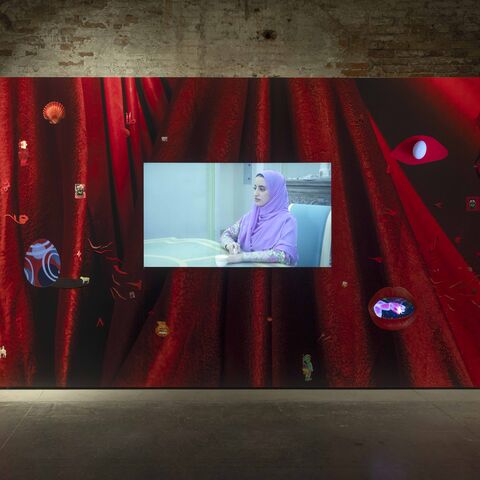 Farah Al Qasimi’s “The Curse” (2026) in Washwasha, the UAE Pavilion at the Biennale Arte 2026. (Image courtesy of National Pavilion UAE - La Biennale di Venezia. Photo by Ismail Noor of Seeing Things)