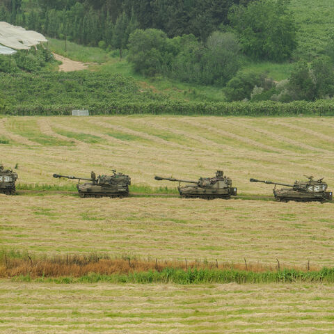 Artillery units are positioned near the Lebanese border in northern Israel, May 4, 2026.