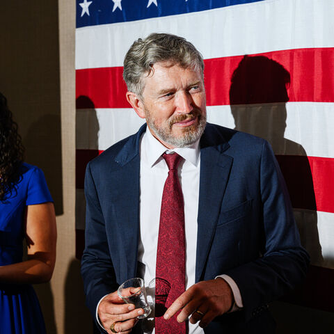 HEBRON, KENTUCKY - MAY 19: Rep. Thomas Massie speaks with supporters after his concession speech on May 19, 2026 in Hebron, Kentucky. Massie, who has served Kentucky's 4th Congressional District since 2012, conceded his loss after the most expensive US House Primary in US history against Trump-endorsed candidate Ed Gallrein. (Photo by Jon Cherry/Getty Images)