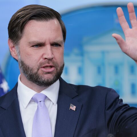 US Vice President JD Vance speaks during a press conference in the Brady Press Briefing Room at the White House on May 19, 2026, in Washington, DC.