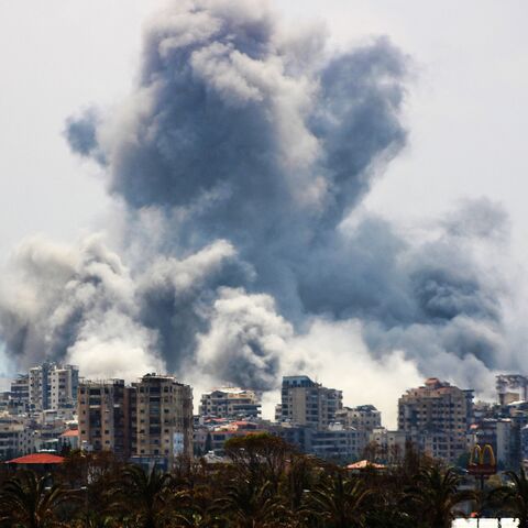 A plume of smoke rises following an Israeli airstrike on the outskirts of Tyre, southern Lebanon, on June 1, 2026. 