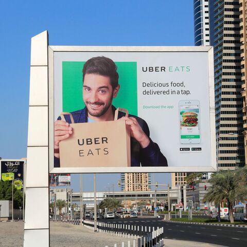 Pictured is a billboard advertisement for the food delivery service app Uber Eats in Dubai, United Arab Emirates. — Getty Images