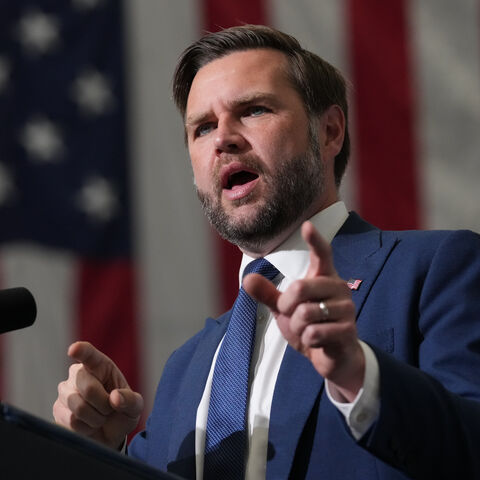 US Vice President JD Vance speaks at the Wisconsin Air National Guard facility at Milwaukee Mitchell International Airport on July 8, 2026, in Milwaukee, Wisconsin. 