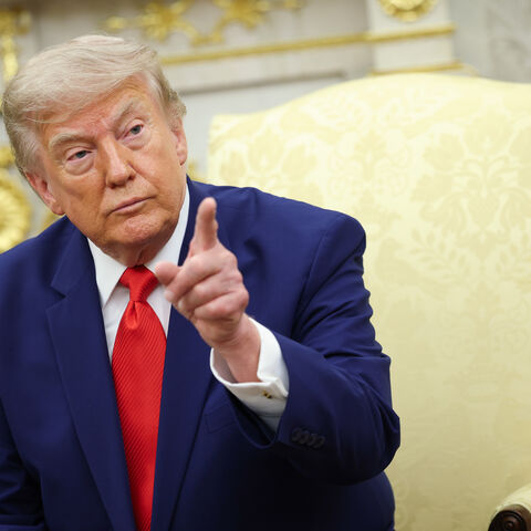 US President Donald Trump takes questions from the media during a bilateral meeting with President of Lebanon Joseph Aoun in the Oval Office of the White House on July 21, 2026 in Washington, DC. 