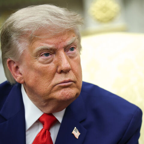 US President Donald Trump listens to a reporter's question as he holds a bilateral meeting with President of Lebanon Joseph Aoun in the Oval Office of the White House on July 21, 2026 in Washington, DC. 