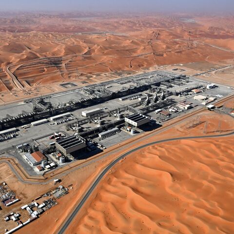 An oil refinery located in the desert