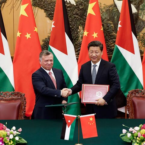 Chinese President Xi Jinping (R) shakes hands with King of Jordan Abdullah II during a signing ceremony at The Great Hall Of The People on Sept. 9, 2015, in Beijing, China.