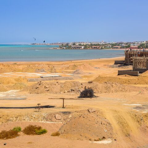 Building construction at the Red Sea in Egypt.