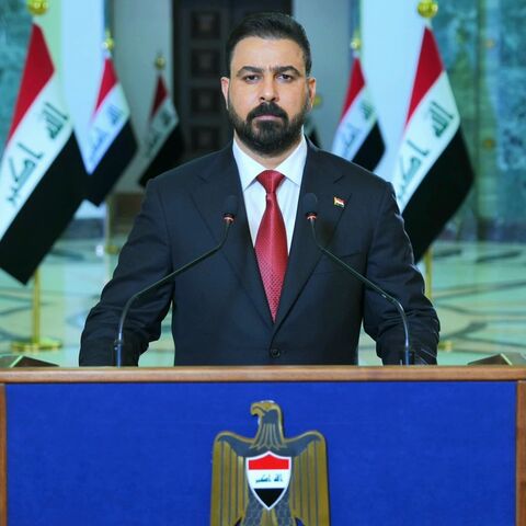 Iraqi Prime Minister Ali al-Zaidi delivers a speech in Baghdad, May 16, 2026.