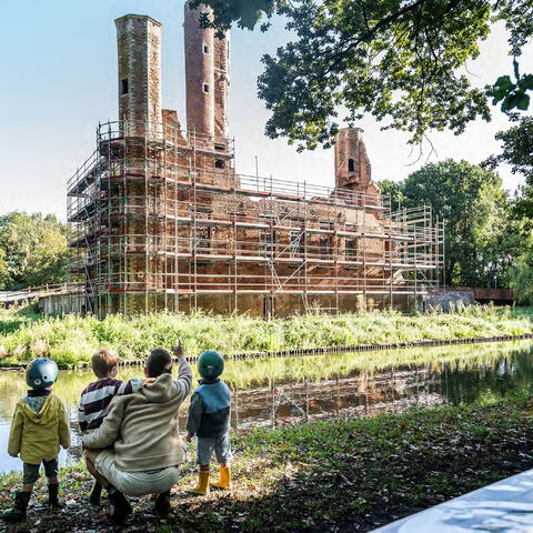 The 2026 campaign image: a restoration under way at Ter Elst, Flanders. (Photo courtesy of LUCID/European Heritage Days)