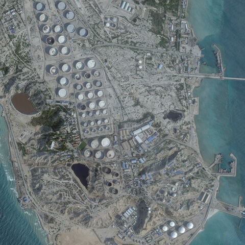 FILE PHOTO: A satellite image shows an oil terminal at Kharg Island, Iran, February 25, 2026. 2026 Planet Labs PBC/Handout via REUTERS/File Photo