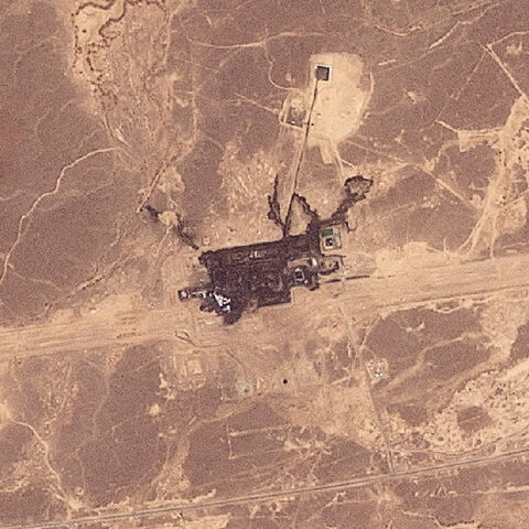 Satellite image shows damage to the East-West pipeline facility in the Hejaz Region