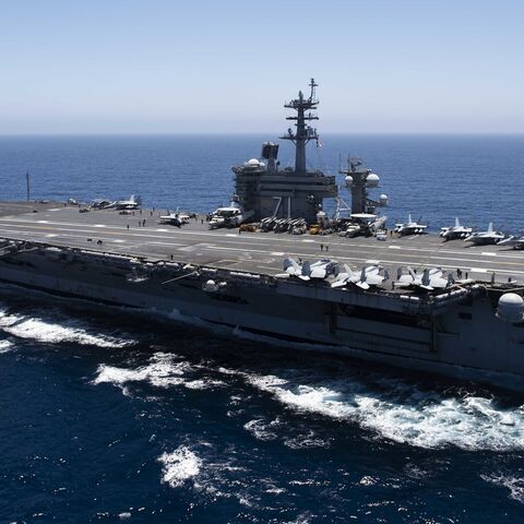 In this handout released by the US Navy on July 15, 2010, the aircraft carrier USS Theodore Roosevelt (CVN 71) transits the Pacific Ocean. 