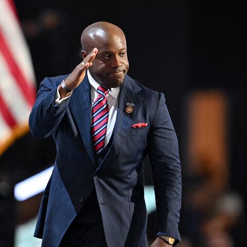 US Republican Representative Wesley Hunt of Texas gestures after speaking during the first day of the 2024 Republican National Convention at the Fiserv Forum in Milwaukee, Wisconsin, on July 15, 2024. 