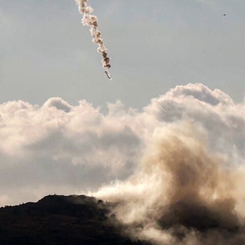 A flare fired by the Israeli military lands over the highlands of the area of Ali al-Taher as seen from nearby Marjayoun (Marjeyoun) in southern Lebanon on June 14, 2026.