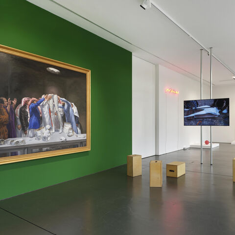 A view of ‘The Image is a Public Menace’ by Abdulnasser Gharem at Nagel Draxler Galerie. (Photo courtesy of Galerie Nagel Draxler)