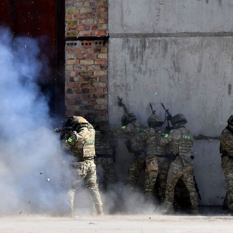 Kyrgyz servicemen take part in the "Eurasia-Antiterror 2023" joint military drills