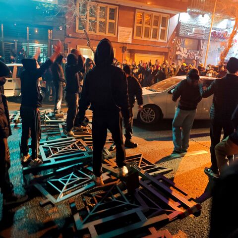 People gather during protest on Jan. 8, 2026 in Tehran