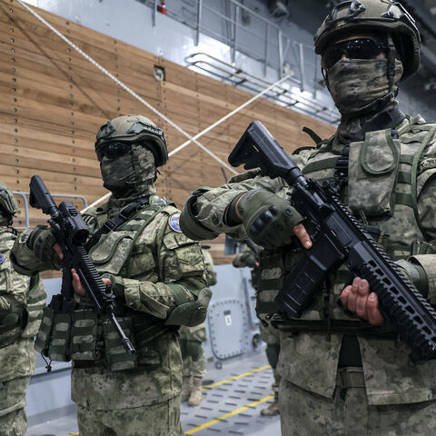 Turkish Navy infantry soldiers take part in the Denizkurdu-I/2026 Exercise in the Eastern Mediterranean, off the coast of Aksaz, at Marmaris in Mugla, on Sept. 24, 2026. 