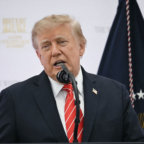 US President Donald Trump speaks at the "Golden Age of American Innovation Summit" at the Institute of Peace in Washington, DC, on Oct. 8, 2026. 