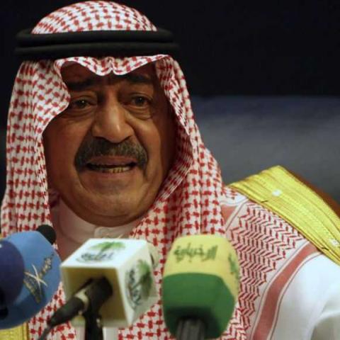 Saudi's intelligence chief Prince Muqrin bin Abdul-Aziz, brother of Saudi's King Abdullah, gestures during a news conference in Riyadh November 24, 2007.   REUTERS/ Ali Jarekji (SAUDI ARABIA - Tags: POLITICS HEADSHOT) - RTR33OJ3