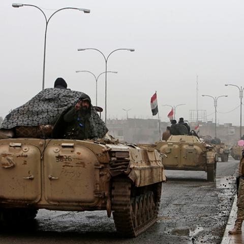 Iraqi army tanks are seen in Mosul, Iraq, January 28, 2017. REUTERS/Azad Lashkari - RTSXRKU