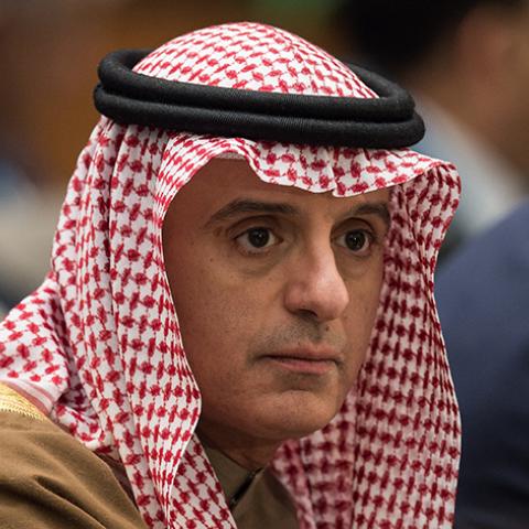 Saudi Foreign Minister Adel al-Jubeir attends the opening of a meeting of the coalition to defeat the Islamic State group at the State Department in Washington, DC, on March 22, 2017.
Ministers from the 68-nation US-led coalition fighting the Islamic State group are meeting in Washington Wednesday to hear more about US President Donald Trump's plan to destroy the jihadists' remaining strongholds in Iraq and Syria. / AFP PHOTO / NICHOLAS KAMM        (Photo credit should read NICHOLAS KAMM/AFP/Getty Images)