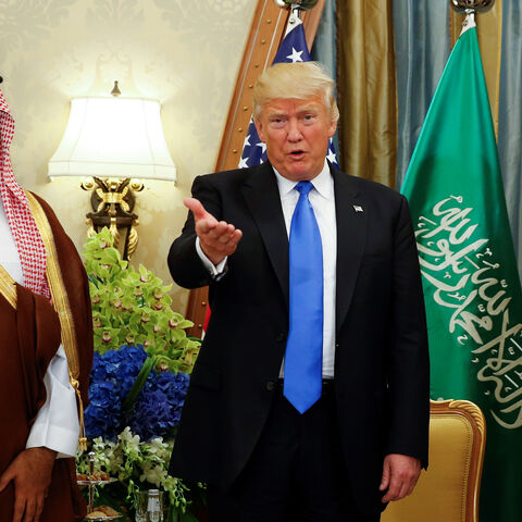 U.S. President Donald Trump, flanked by White House senior advisor Jared Kushner, meets with Saudi Arabia's Deputy Crown Prince Mohammed bin Salman at the Ritz Carlton Hotel in Riyadh, Saudi Arabia May 20, 2017. Picture taken May 20, 2017. REUTERS/Jonathan Ernst - RC16ED267CF0