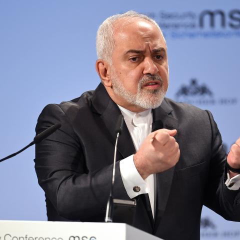 Iran's Foreign Minister Mohammad Javad Zarif speaks during the annual Munich Security Conference in Munich, Germany February 17, 2019. REUTERS/Andreas Gebert - RC11A5801410