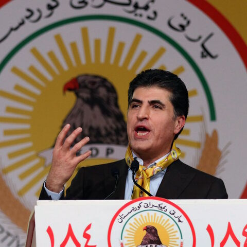 Nechirvan Barzani, Prime Minister of Iraq's Kurdistan Regional Government (KRG), speaks during an electoral rally for the Kurdistan Democratic Party (KDP) in Arbil, the capital of the northern Iraqi Kurdish autonomous region on April 29, 2018. (Photo by SAFIN HAMED / AFP)        (Photo credit should read SAFIN HAMED/AFP/Getty Images)