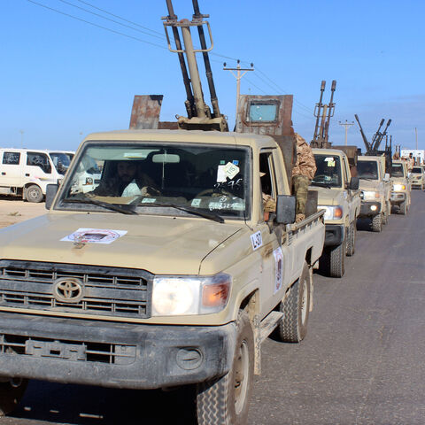 Military vehicles of the Libyan internationally recognised government forces head out to the front line from Misrata, Libya February 3, 2020. REUTERS/Ayman Al-Sahili - RC24TE96MEQG