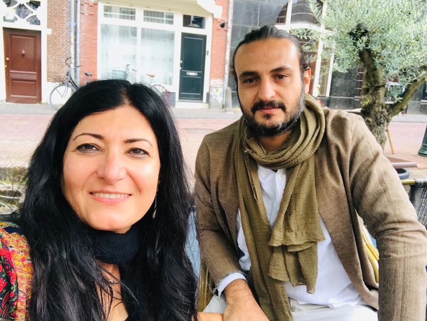 Alaa Abdulfatah with her husband Gernas Haj Shekhmous in Amsterdam June 25, 2021.