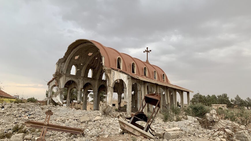St. Mary's Church in Tel Nasr was gutted by the Islamic State in 2015. (Amberin Zaman/Al-Monitor)