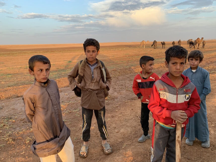 Children playing in al-Ajaj, Nov. 2, 2021. (Amberin Zaman/Al-Monitor)