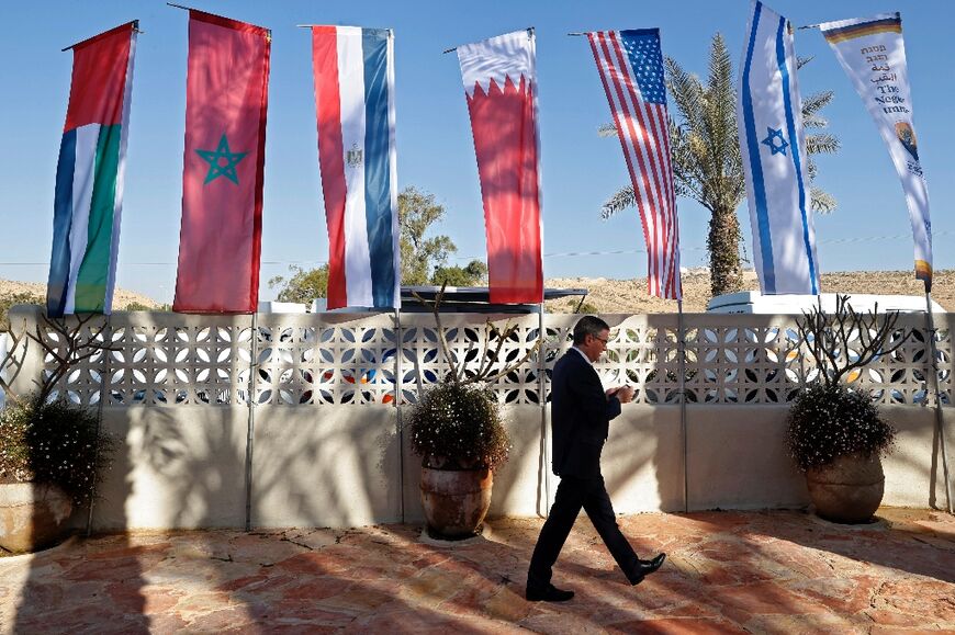 Israel's Negev Summit brings together the US Secretary of State and the foreign ministers of Israel, Egypt, Bahrain, the UAE and Morocco at Sde Boker in the southern Negev desert on March 28, 2022