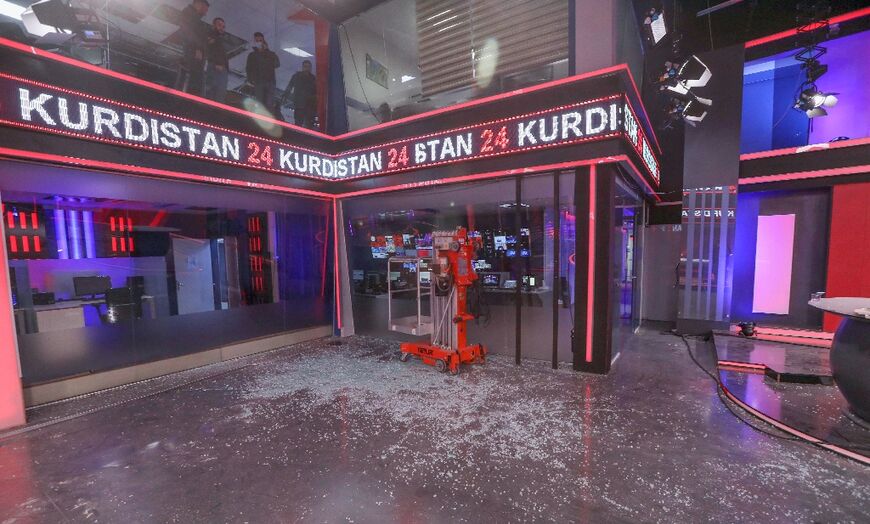 The pre-dawn strike caused damage at the studio of local television channel Kurdistan24