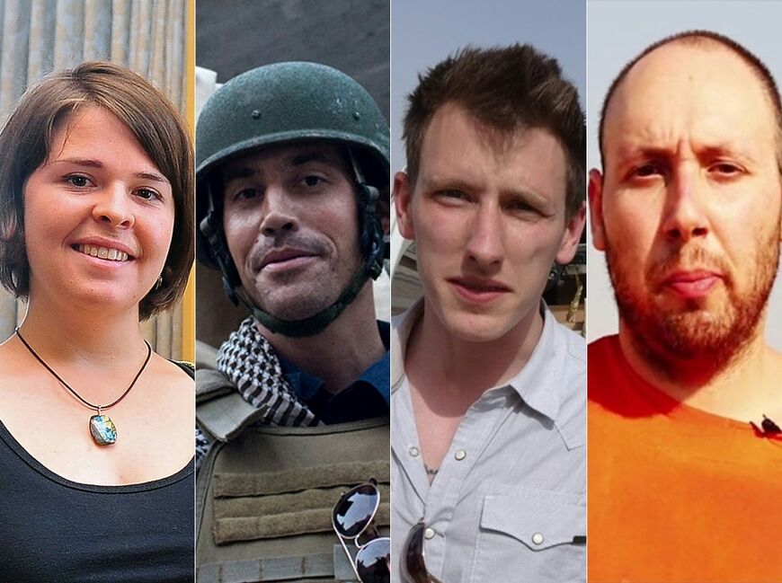 From left to right, American hostages Kayla Mueller, James Foley, Peter Kassig and Steven Sotloff