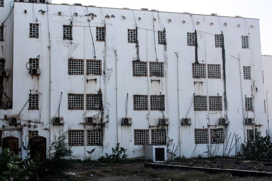 The dilapidated exterior of the Al-Joumhouria hospital in Aden