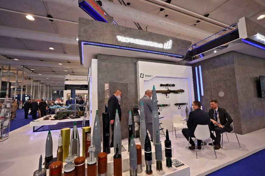 The Russian pavilion at the Saudi defence show included machine guns, anti-aircraft weapons and air defence systems