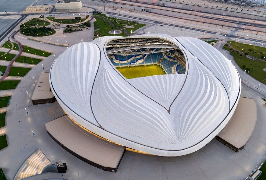 An aerial view of the Al Janoub Stadium in Al Wakrah
