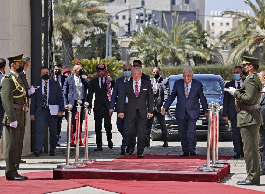 Jordan's King Abdullah is making a rare visit to the Israeli-occupied West Bank for talks with Palestinian leader Mahmud Abbas as Israel hosts landmark talks with a number of Arab foreign ministers