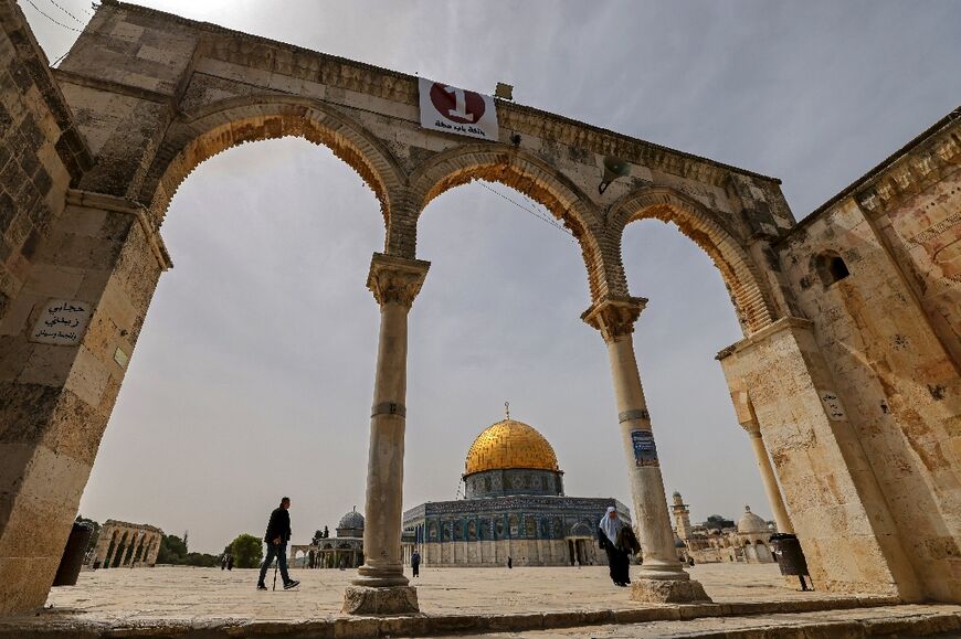 The Dome of Rock mosque in Jerusalem's flashpoint Al-Aqsa Mosque compound on April 18, 2022: recent clashes come as the Jewish Passover festival coincides with the Muslim fasting month of Ramadan