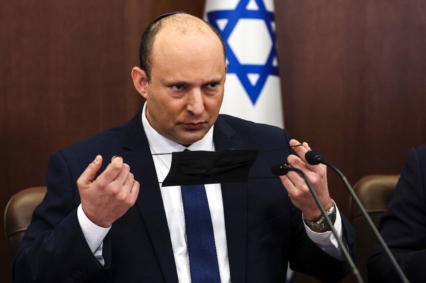 Israeli Prime Minister Naftali Bennett, seen during a cabinet meeting on April 10, 2022