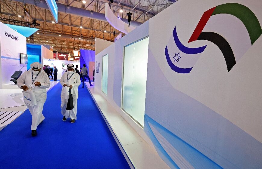 Israel's stand at the Dubai Airshow in the Gulf emirate, on November 15, 2021