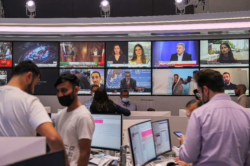 Al Jazeera's Arabic newsroom at the main headquarters of the news broadcaster in the Qatari capital Doha