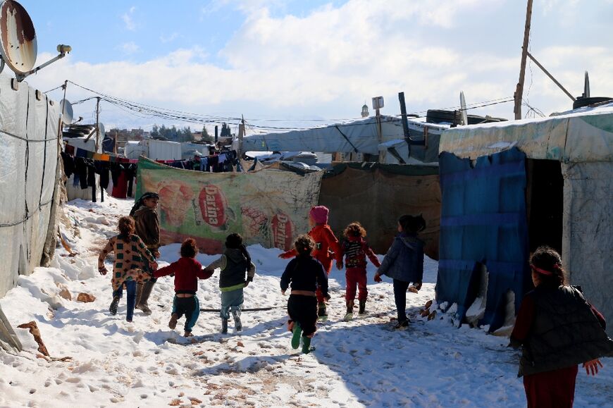 Syrian children in the Syrian refugees camp of al-Hilal in the village of al-Taybeh near Baalbek in Lebanon's Bekaa valley, seen on January 20, 2022