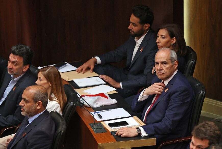 Newly elected opposition lawmakers take up their seats in the Lebanese parliament