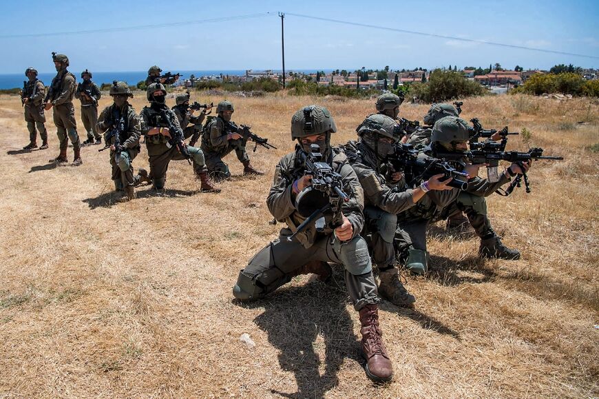This handout image released by the Israeli army shows soldiers taking part in military exercise in Cyprus