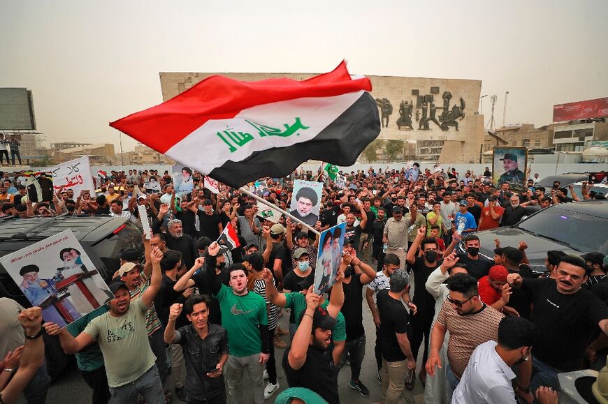 Sadr supporters gather in Baghdad's Tahrir Square last month